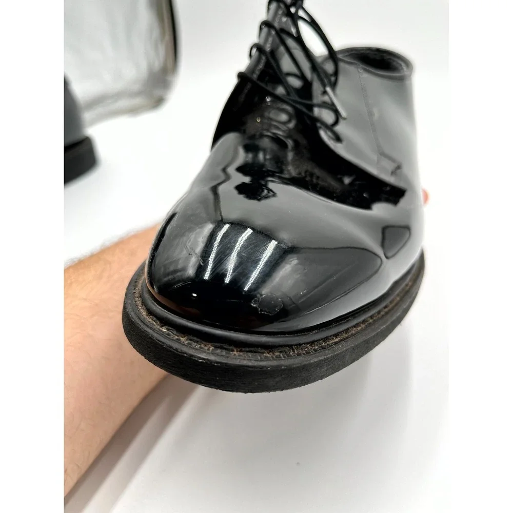Altama 00941C Men's 9.5E‎ Dress Shoes Black Patent Leather Round Lace Up Oxfords